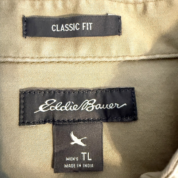 Eddie Bauer Men's Button Down Beige Long Sleeve Shirt Size Large Casual Staple - Picture 3 of 11